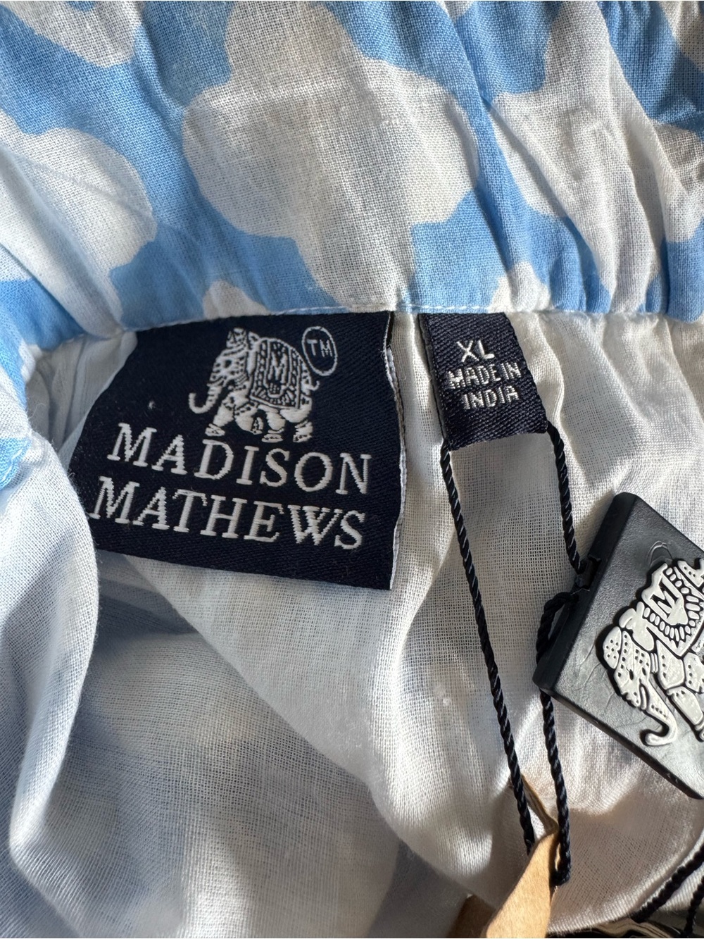 Madison Mathews Savannah Midi Dress NWT Blue Block Print - Picture 4 of 7